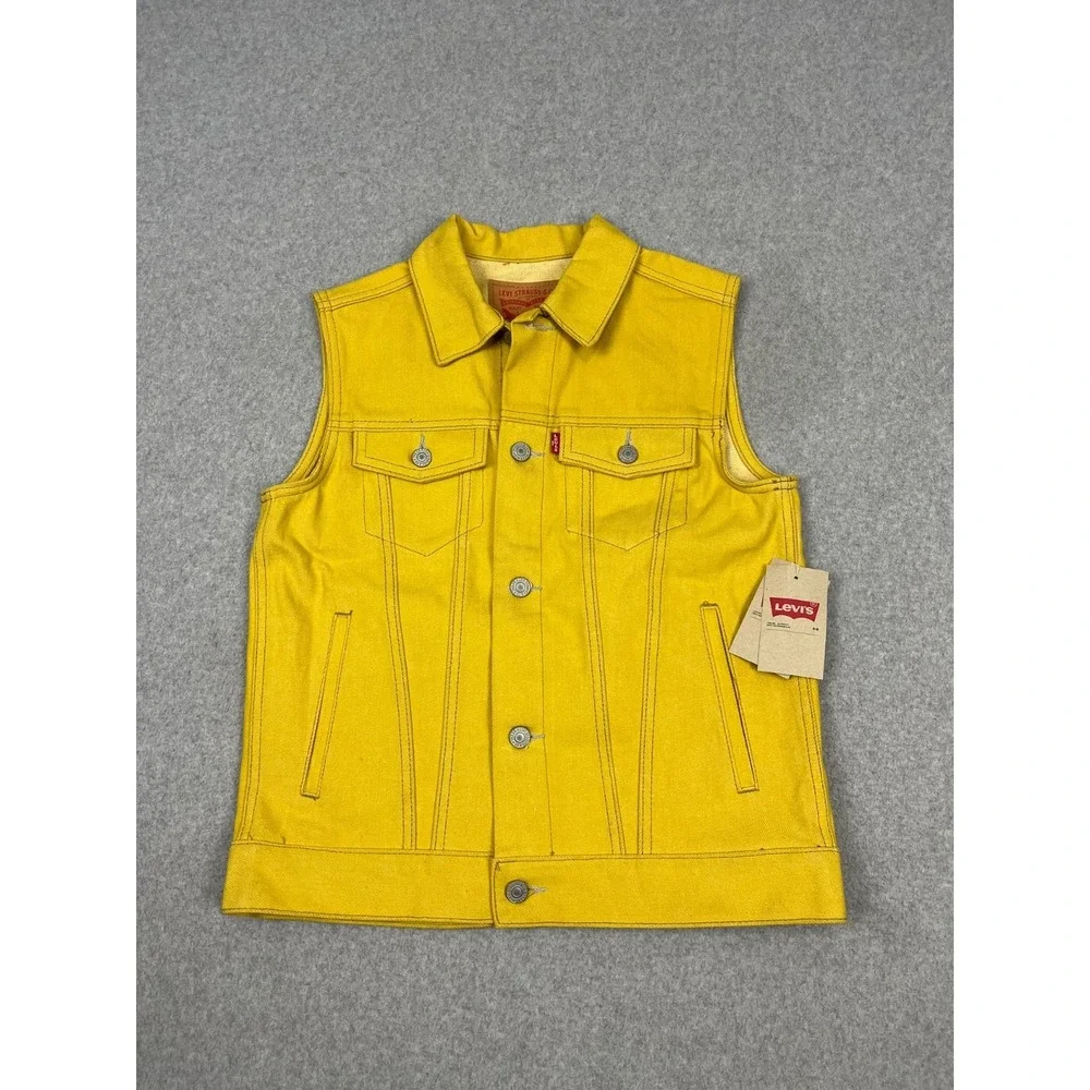 Levis‎ Denim Vest Girls L 12-13 yrs Yellow Sleeveless Button Up Cowgirl NWT